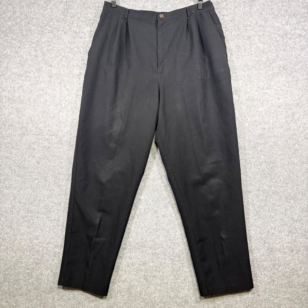 Liz Baker Essentials Pleated Trousers Womens 18 Black Elastic Back Tapered Leg